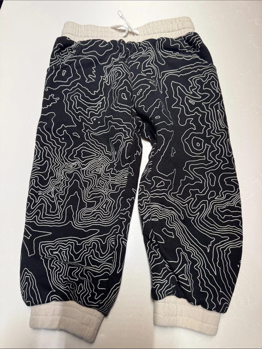 Little Bipsy Black Joggers with Cream Waistband & Cuffs